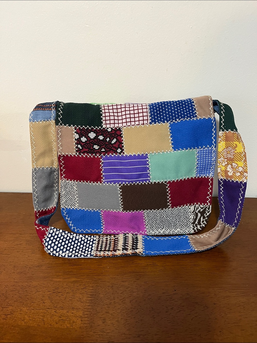 Multicolor Patchwork Crossbody Bag - Casual Statement